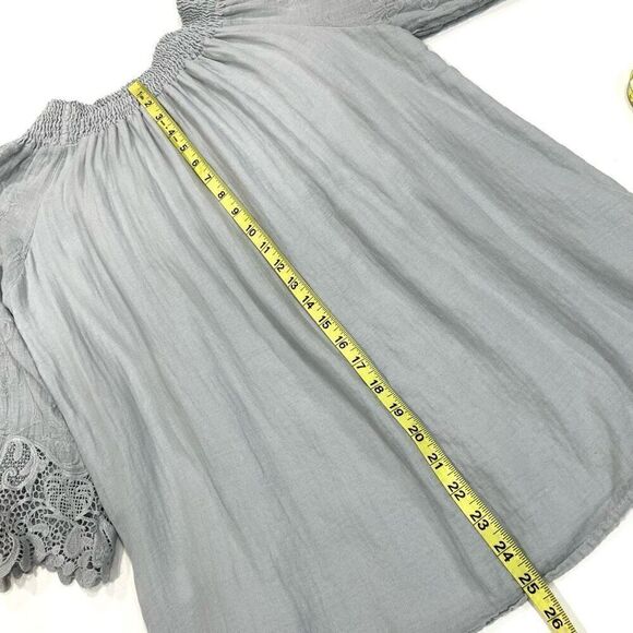 SAKS FIFTH AVE Italian Cotton Embroidered & Crocheted Top - Picture 10 of 10